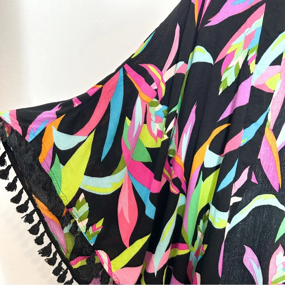 Trina Turk Bird Of Paradise Kimono Swim Cover Colorful Palm‎ Print One Size - Picture 5 of 9